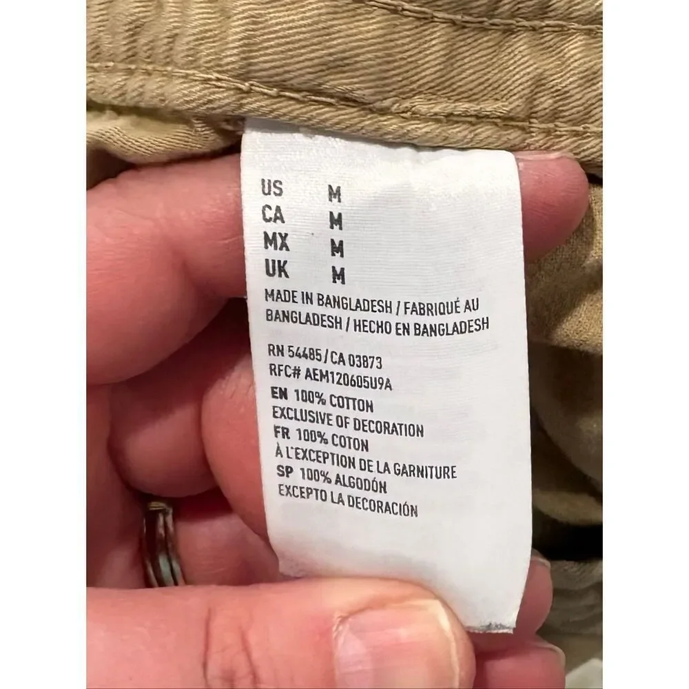 American Eagle Mens Cargo Shorts Drawstring Elastic Waist Cotton Khaki Size M